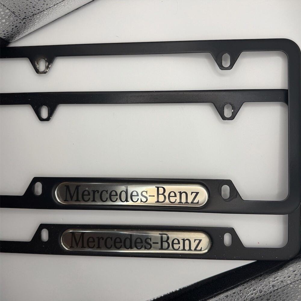 Mercedes-Benz OEM License Plate Frames Set of 2 Black Chrome Emblem